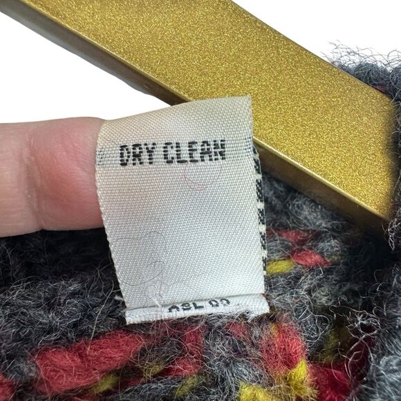 Vintage Wool Chunky Knit Nordic Sweater Womens Large V-Neck Pullover Holiday 90s - Picture 6 of 6